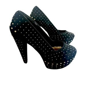 Black Silver studded Platform heels